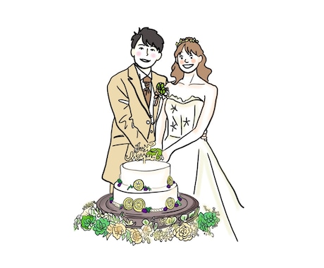 結婚式のアイテムに使えるイラストを描きます