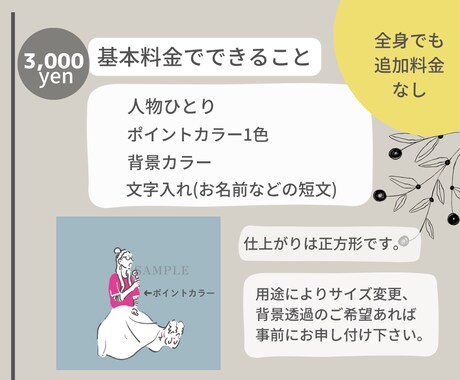 SNS･ブログに♫オシャレな似顔絵描きます 【追加料金¥０】で全身/背景カラー/ポイントカラーも♫ イメージ2