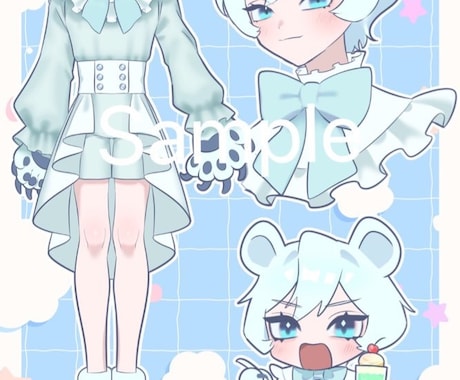 詰め込みイラスト制作します 立ち絵・バストアップ・SDの3点セット。キャラシートにも！ イメージ2
