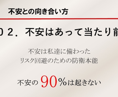 新人研修資料：「不安との向き合い方」を提供します そのままでも使える台本付きパワーポイントデータです。 イメージ2