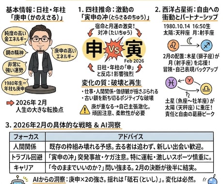今月の運気と行動指針「グラレコ1枚」で可視化します 今月の運気・流れをグラレコ風の1枚画像にまとめてお渡しします イメージ2