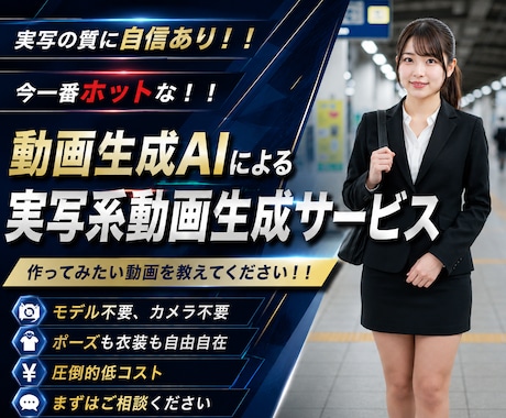 動画生成AIで高品質な実写系動画を制作します イメージ1