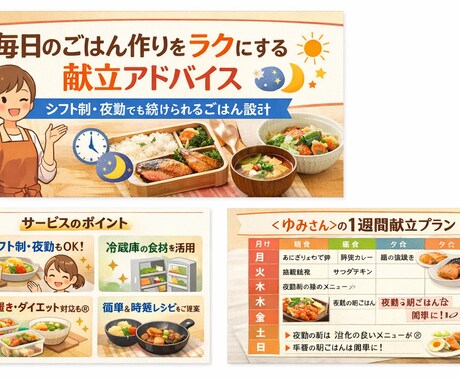 毎日のごはん作りをラクにする献立アドバイスします イメージ1