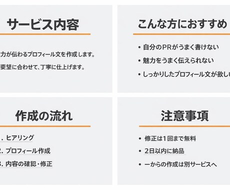 魅力が伝わるプロフィール作成します テンプレじゃない、あなただけのプロフィールを作ります イメージ1