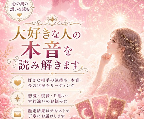 彼の気持ちと本音を占術で丁寧にやさしく読み解きます 彼の気持ちを知りたい！彼の本音を占術とタロットで読み解きます イメージ1