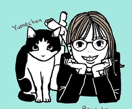 ペットやペットとご家族の似顔絵を描きます バラバラの写真から1枚の絵に！ペットと家族の集合イラスト イメージ2