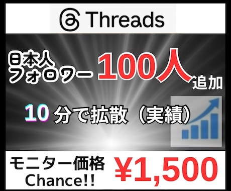 Threadsにフォロワー100人を拡散します 先着20名まで限定価格！値上前に是非お試しください！ イメージ1