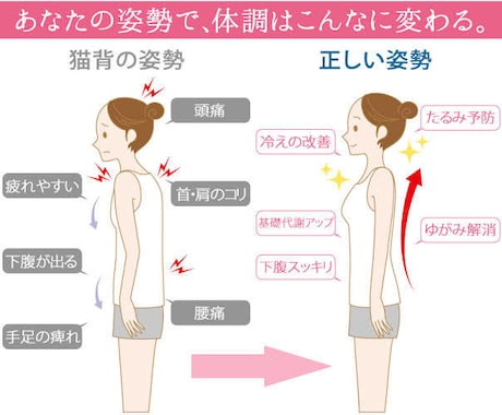 60代からの猫背姿勢改善手伝います 免疫改善、ご家族の姿勢が不安な方へ イメージ1