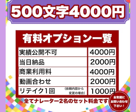 男女声優セットでキャラクターボイスをお届けします こちらのプラン一つで男女声優の依頼が完了！お手軽プラン イメージ2