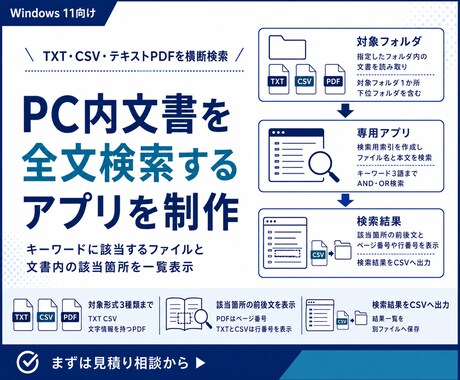 PC内文書を全文検索するアプリを制作します イメージ1