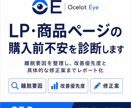 LP・商品ページの購入前不安を診断します 離脱要因を整理し、改善優先度と具体的な修正案までレポート化 イメージ1