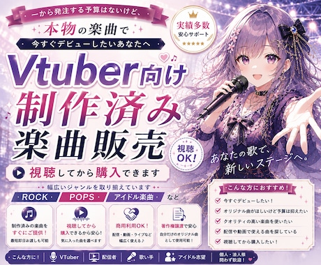 AI不使用！VTuber向け制作済の楽曲販売します イメージ1