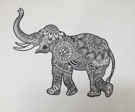 動物にゼンタングル風イラストお描きします オシャレなお部屋に1枚どうぞ♪ 