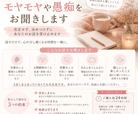 誰にも言えないモヤモヤや愚痴をお聞きします 否定も決めつけもしません。あなたの気持ちをそのまま聞きます イメージ1