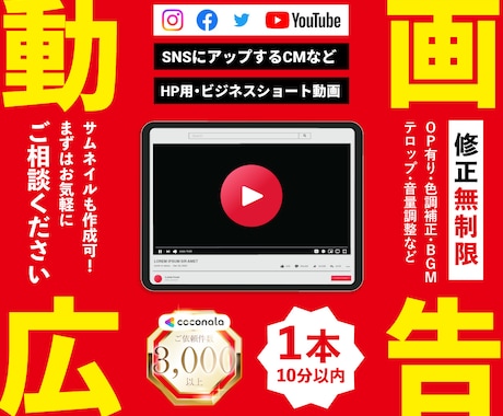 修正無制限！｜格安で動画制作・編集を承ります YouTubeやSNSにUPするPV・動画を丁寧に仕上げます イメージ1