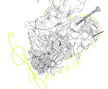 ジャケットやアイコン洗練された緻密な線画制作します 圧倒的密度。複数のモチーフをパズルのように編み上げる緻密線画 イメージ2