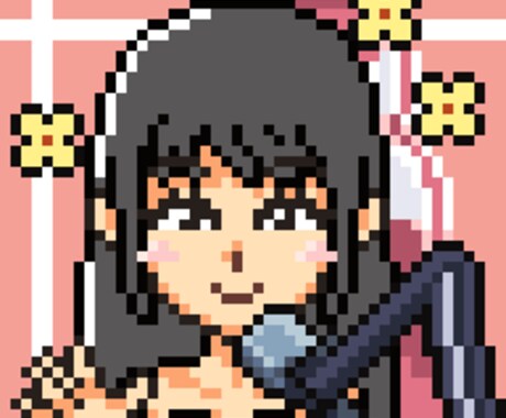 レトロ風ドット絵で似顔絵のイラストを書きます 背景もついてるので雰囲気を楽しんでください！ イメージ2