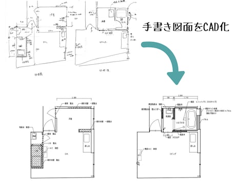 JwwCAD で図面のお手伝いします トレース､修正､手書きCAD化､足場図面､作図します！ イメージ2