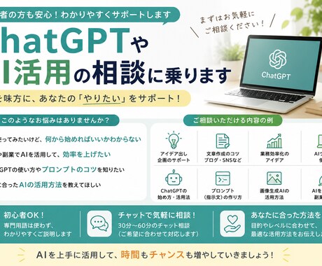 ChatGPTやAI活用の相談に乗ります 初心者向けに分かりやすくサポートします イメージ1