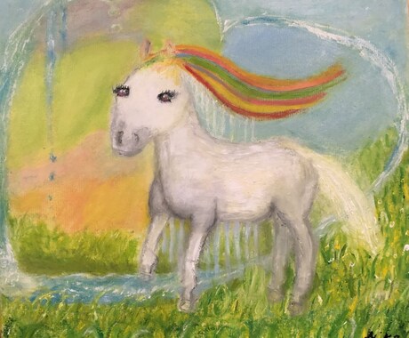 幻想的な絵を油絵でお描きいたします ユニコーン・ペガサス・白馬の絵で癒しをお届け！ イメージ2