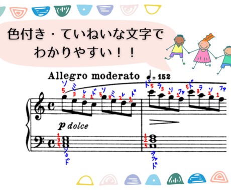音名(ドレミ)・指番号かきます ピアノの先生が譜読みのおてつだいします! イメージ2