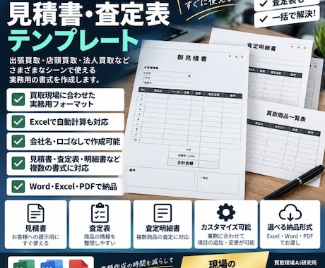 買取見積書・査定表テンプレートを作成します イメージ1