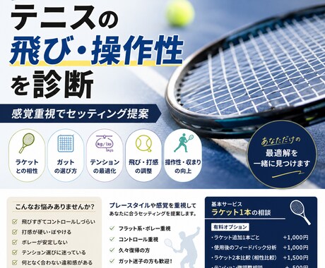 テニスの飛び・操作性を診断します 中級者向け感覚重視でもご提案。 イメージ1