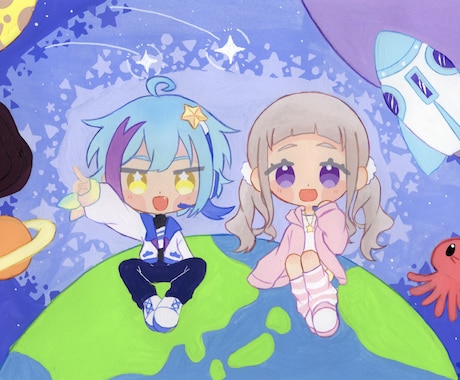 アイコンやサムネイル、MVなどのイラスト描きます アナログ画材でアニメっぽい絵柄で描きます！ イメージ1