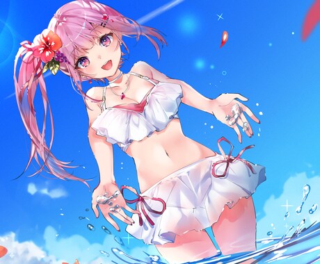 透明感のある女性キャラデザ、イラスト制作いたします つやっとした透明感のある塗りのイラストいかがですか？ イメージ2