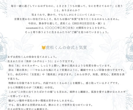 猫との関係を算命学でやさしく読み解きます あなたと愛猫の相性・性格・癒しの関係を、お届けします。 イメージ2