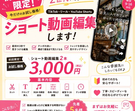 ショート動画2本を3,000円で編集します YouTube ショート、TikTok、Instagram イメージ1