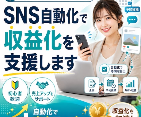 SNS自動化で収益化を支援します 時短/AI自動化/実践型/初心者/副業 イメージ1