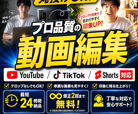丸投げOK！Youtube動画編集します プロ品質の動画編集TikTok / Shorts対応 イメージ1
