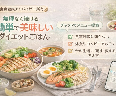 簡単で美味しいダイエット飯を提案します 生活スタイルに合わせて続けやすく考えます イメージ1