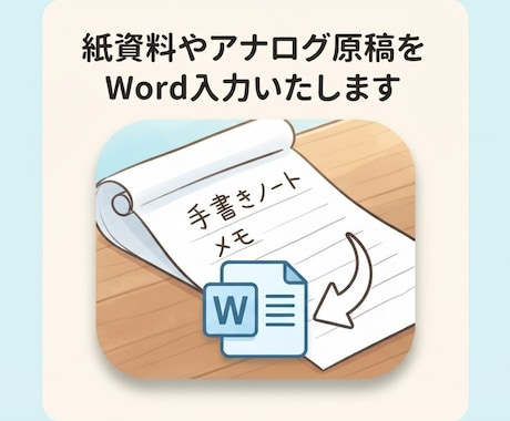 紙資料やアナログ原稿をWord入力いたします イメージ1