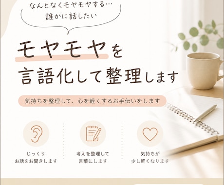 モヤモヤを言語化して整理します 頭の中をスッキリさせたい・第三者の意見が欲しい方へ イメージ1