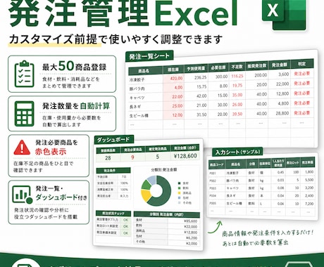 飲食店向け発注管理Excelを提供します イメージ1