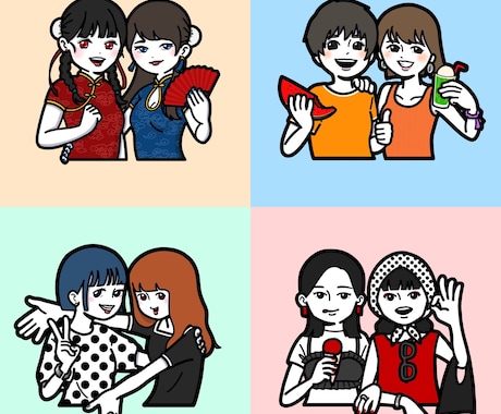 贈り物にいかがですか？ペア人物イラスト描きます 誕生日や記念日に特別な１枚を添えてみては？ イメージ1