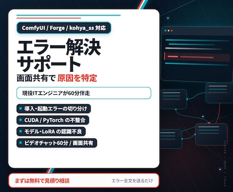 ComfyUIの導入・エラー解決を支援します Stable Diffusion環境を画面共有で一緒に確認 イメージ1