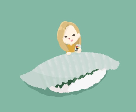 お寿司と自画像のイラスト(アイコン)描きます お好きな食べ物と自分を前面に出した、自分だけのアイコンをˊ˗ イメージ2
