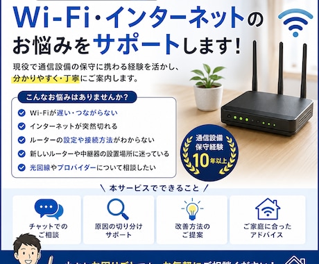 家庭のネットワークのお困りごと解決します wifiや通信繋がらないなどのお手伝い イメージ1