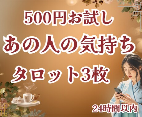 500円/あの人の気持ちを3枚で占います あの人の気持ち、要点だけ短くお届けするお試し版です イメージ1