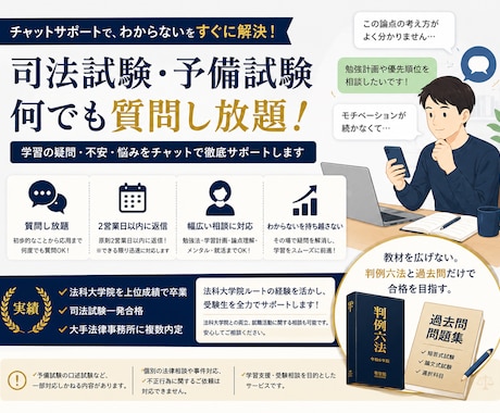 司法試験・予備試験に向けた何度でも相談に乗ります イメージ1