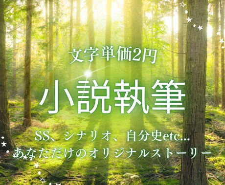 あなたの思い描くストーリーを小説にします キャラ小説、シナリオ、一次創作、自分史……1文字2円～！ イメージ1