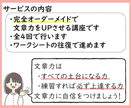 オーダーメイド文章力トレーニング4回を行います 個別課題で文章力を伸ばします。志望校が決まっている方に！ イメージ2