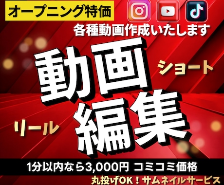 ショート動画｜YouTube動画 編集します 先着10名様限定｜コミコミ3,000円編集 イメージ1