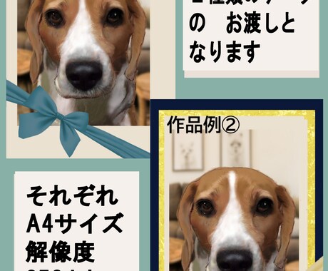 ペット似顔絵☆ロゴ付☆　データ2種類！　作ります 「リアル＆ほんわか＆可愛いっ」に「一等賞ロゴ」まで付いちゃう イメージ1