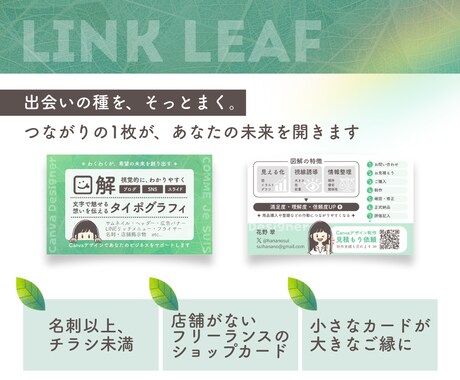 名刺以上、チラシ未満！ちょうどいいカード作ります ビジネスの種まきをする、フリーランスのためのショップカード。 イメージ2