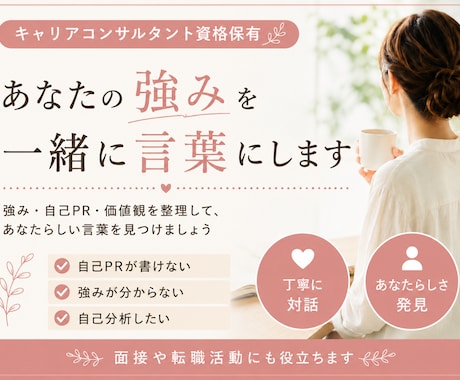 強み・自己PRを言語化します あなたらしい強みや想いを一緒に言葉にします イメージ1