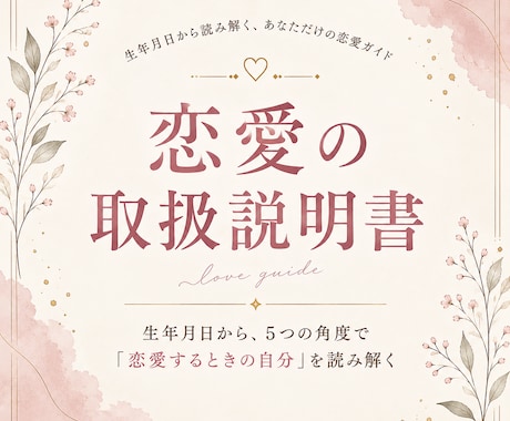 算命学|あなたの恋愛の取扱説明書を作ります 生年月日から、恋愛するときのあなたを5つの角度で読み解きます イメージ1